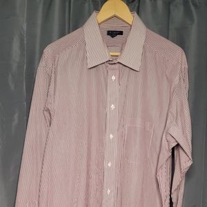 Burberry London Men's 18/34 Shirt Button Down Striped Dress Made In USA Red